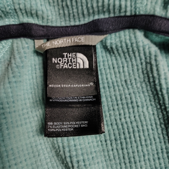 The North Face Blue Green Striped Full Zip Jacket Hood Logo Women's Size Small - Picture 6 of 11